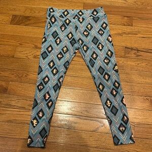 Bold Blue and Black Geometric Leggings